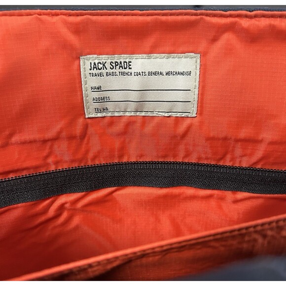 JACK SPADE Crossbody Messenger Bag Greene St Large Canvas Navy w/Orange Interior - Picture 5 of 7